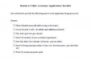 Rental and Utility Assistance Application Checklist