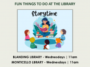 Blanding and Monticello libraries hold story time every Wednesday at 11:00 a.m.