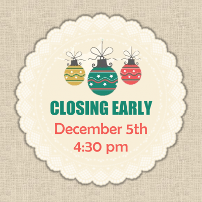 Libraries closing early, at 4:30 p.m., on Friday, December 5