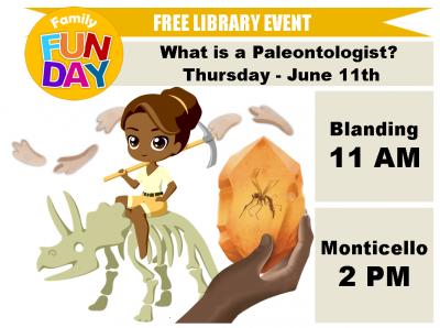 "What is a Paleontologist?" event will be June 11, 11:00 a.m. at the Blanding library and 2:00 p.m. at the Monticello library